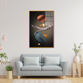 Acrylic Wall Paintings - 3D Geometry Abstract Stereo Art with Golden Background - Lee Broom Eclipse Style