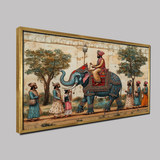 Mughal Emperor Rides Adorned Elephant Procession Indian Miniature Wall Paintings