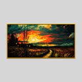 Beautiful Road Leading with Sunset Canvas Wall Paintings