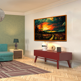 Beautiful Road Leading with Sunset Canvas Wall Paintings