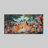 Krishna Ras Leela Wall Art – Traditional Indian Painting of Devotion and Dance