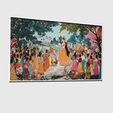 Krishna Ras Leela Wall Art – Traditional Indian Painting of Devotion and Dance