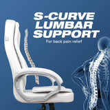 White Leatherette High Back Swivel Office Chair | Revolving Seat with Heavy Tilting Mechanism & Strong Chrome Stand