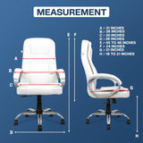 White Leatherette High Back Swivel Office Chair | Revolving Seat with Heavy Tilting Mechanism & Strong Chrome Stand