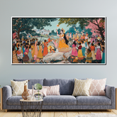 Krishna Ras Leela Wall Art – Traditional Indian Painting of Devotion and Dance