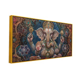 Framed Ganesha Painting in Vintage Style – Wall Art for Home Temple