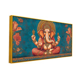 Vintage Ganesha Canvas Painting for Living Room & Temple Space