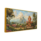 Handcrafted Vintage Ganesha Canvas – Classic Spiritual Painting
