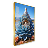 Decorative Lotus Stupa with a Hidden Buddha Acrylic Wall Paintings