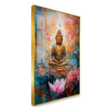 Meditating Buddha in a Dreamy Floral Garden Acrylic Wall Paintings