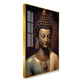 Classical Buddha Bust Acrylic Wall Paintings with Traditional Gold Jewelry