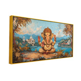 Indian God Ganesha in Vintage Style – Framed Wall Canvas