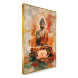 Meditating Buddha Acrylic Wall Paintings on Lotus with Abstract Background