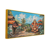 Timeless Ganesha Wall Frame – Vintage Canvas for Pooja Room