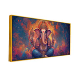 Antique Ganesha Painting on Canvas – Divine Wall Hanging