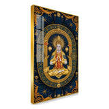Golden Framed Buddha Acrylic Wall Paintings in Ornate Blue Mandala