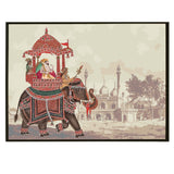 Mughal Theme Artwork Abstract Canvas Framed Painting Indian Ethnic Traditional Wall Art Large Size For Living Room Bedroom Office Home Decoration