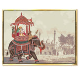 Mughal Theme Artwork Abstract Canvas Framed Painting Indian Ethnic Traditional Wall Art Large Size For Living Room Bedroom Office Home Decoration