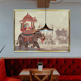 Mughal Theme Artwork Abstract Canvas Framed Painting Indian Ethnic Traditional Wall Art Large Size For Living Room Bedroom Office Home Decoration