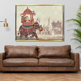 Mughal Theme Artwork Abstract Canvas Framed Painting Indian Ethnic Traditional Wall Art Large Size For Living Room Bedroom Office Home Decoration