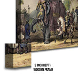 Mughal Emperor Artwork Abstract Canvas Framed Painting Indian Ethnic Traditional Wall Art Large Size For Living Room Bedroom Office Home Decoration