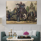 Mughal Emperor Artwork Abstract Canvas Framed Painting Indian Ethnic Traditional Wall Art Large Size For Living Room Bedroom Office Home Decoration