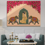 Mughal Elephats Paintings Canvas Art Indian Ethnic Traditional Wall Art Large Size Perfect For Living Rooms, Bedrooms, and Office Spaces