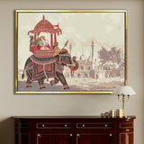 Mughal Theme Artwork Abstract Canvas Framed Painting Indian Ethnic Traditional Wall Art Large Size For Living Room Bedroom Office Home Decoration