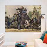 Mughal Emperor Artwork Abstract Canvas Framed Painting Indian Ethnic Traditional Wall Art Large Size For Living Room Bedroom Office Home Decoration