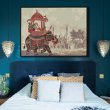 Mughal Theme Artwork Abstract Canvas Framed Painting Indian Ethnic Traditional Wall Art Large Size For Living Room Bedroom Office Home Decoration