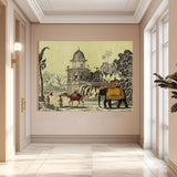 Elephant and Camel Picture Artwork Abstract Canvas Framed Painting Indian Ethnic Traditional Wall Art Large Size For Living Room Bedroom Office Restaurant Home Decoration