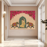 Mughal Elephats Paintings Canvas Art Indian Ethnic Traditional Wall Art Large Size Perfect For Living Rooms, Bedrooms, and Office Spaces