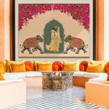 Mughal Elephats Paintings Canvas Art Indian Ethnic Traditional Wall Art Large Size Perfect For Living Rooms, Bedrooms, and Office Spaces