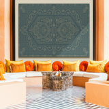 Indian Ethnic Traditional Painting On Canvas Print Abstract Geometrical Blue Wall Art Size For Living Room Wall Decoration Framed Art for Bedroom Hotel Office