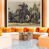 Mughal Emperor Artwork Abstract Canvas Framed Painting Indian Ethnic Traditional Wall Art Large Size For Living Room Bedroom Office Home Decoration