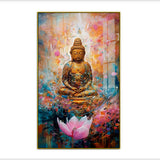 Meditating Buddha in a Dreamy Floral Garden Acrylic Wall Paintings