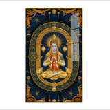 Golden Framed Buddha Acrylic Wall Paintings in Ornate Blue Mandala