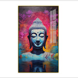 Buddha Acrylic Wall Paintings with Colorful Lotus and Water Reflection