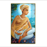 Divine Bhakti Saint Haridas – Spiritual Sitting Monk Portrait by the River for Sacred Décor