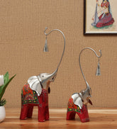 Wooden Elephant Couple set of 2 table decor