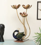 Peacock with Flower Tea Light Holder Figurine table decor