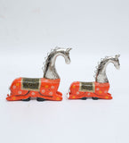 Horse Iron and Wood Animal Figurine Set Of 2 table decor