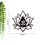 Hindu OM inside Lotus Flower Backlit Wooden Wall Decor with LED Night Light Walnut Finish