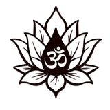 Hindu OM inside Lotus Flower Backlit Wooden Wall Decor with LED Night Light Walnut Finish