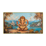 Indian God Ganesha in Vintage Style – Framed Wall Canvas