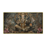 Retro Style Ganesha Wall Canvas – Hindu God Decor Piece