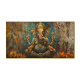 Canvas Wall Painting – Vintage Ganesha for Traditional Interiors