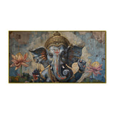Old-World Charm Ganesha Painting – Rustic Religious Wall Art