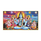 Classic Vintage Lord Shiva with Ganesha Family Wall Portrait – Spiritual Wall Paintings