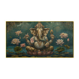 Traditional Ganesha Wall Portrait – Ethnic Vintage Canvas Art